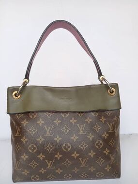 Louis Vuitton Green Trim Monogram Tuileries Canvas Shoulder Bag.